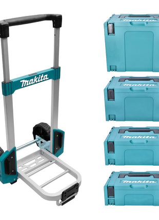 Carro de transporte Makita TR00000001 + tamaño Makpac. 1 + talla 2 + tamaño 3 + tamaño 4 cajas de sistema