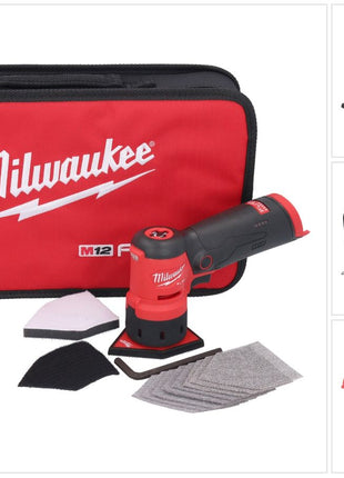 Milwaukee Milwaukee M12 FDSS-0B Ponceuse delta sans fil 12 V 88,8 x 63,5 mm Solo ( 4933479680 ) - sans batterie, sans chargeur de batterie