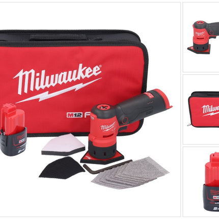 Milwaukee M12 FDSS-201B Ponceuse delta sans fil 12 V 88,8 x 63,5 mm + 1x batterie 2,0 Ah - sans chargeur de batterie
