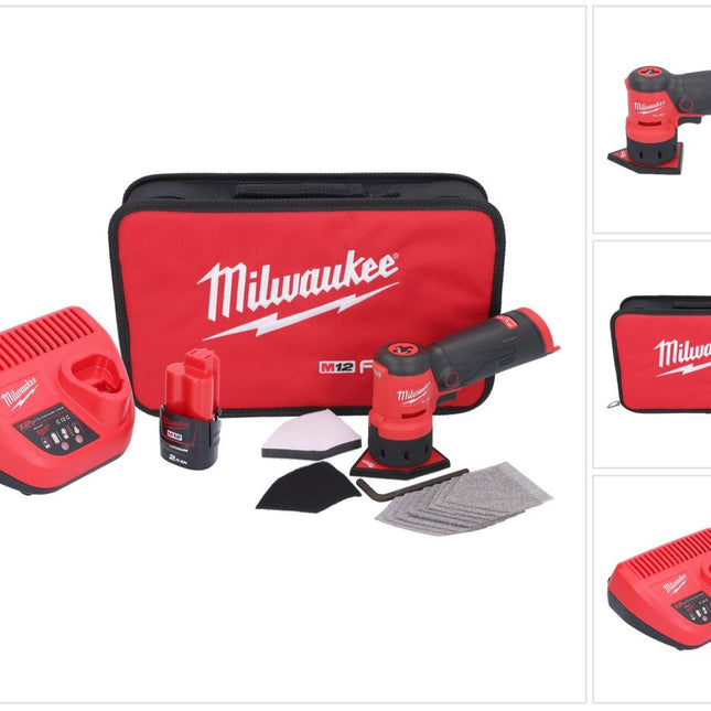 Meuleuse à pointes sur batterie Milwaukee M12 FDSS-201B 12 V 88,8 x 63,5 mm + 1x batterie 2,0 Ah + chargeur