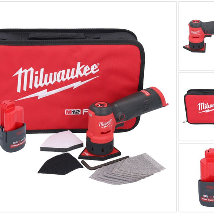 Milwaukee M12 FDSS-251B Ponceuse delta sans fil 12 V 88,8 x 63,5 mm + 1x batterie 2,5 Ah - sans chargeur de batterie