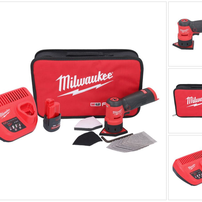 Meuleuse à pointes sur batterie Milwaukee M12 FDSS-251B 12 V 88,8 x 63,5 mm + 1x batterie 2,5 Ah + chargeur
