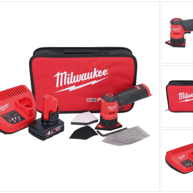 Meuleuse à pointes sur batterie Milwaukee M12 FDSS-401B 12 V 88,8 x 63,5 mm + 1x batterie 4,0 Ah + chargeur
