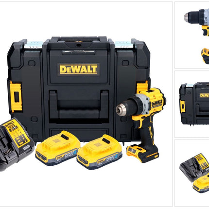 DeWalt DCD 800 E2T Perceuse-visseuse sans fil 18 V 90 Nm Brushless + 2x batterie 1,7 Ah + chargeur + TSTAK