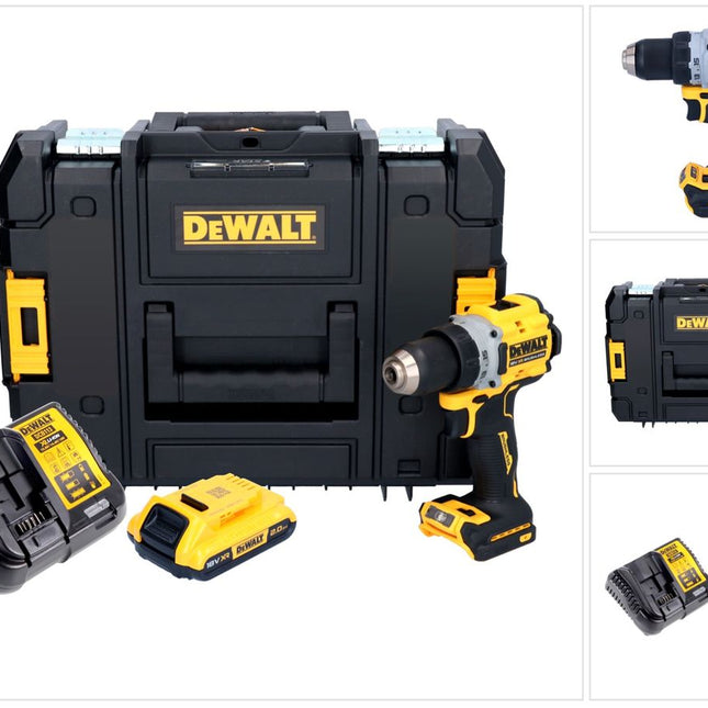 Perceuse-visseuse sans fil DeWalt DCD 800 D1T 18 V 90 Nm sans balais + 1x batterie 2,0 Ah + chargeur + TSTAK