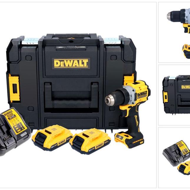 Perceuse-visseuse sans fil DeWalt DCD 800 D2T 18 V 90 Nm sans balais + 2x batteries 2,0 Ah + chargeur + TSTAK