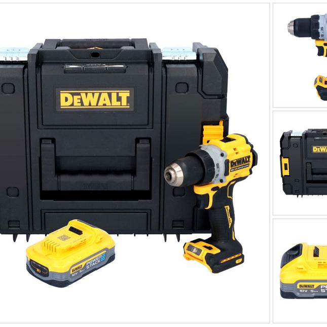 DeWalt DCD 800 NT Perceuse-visseuse sans fil 18 V 90 Nm Brushless + 1x batterie 5,0 Ah + TSTAK - sans chargeur