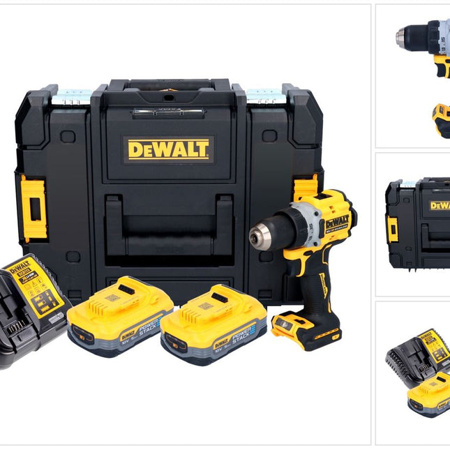 Perceuse-visseuse sans fil DeWalt DCD 800 H2T 18 V 90 Nm sans balais + 2x batteries 5,0 Ah + chargeur + TSTAK