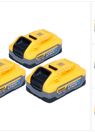 DeWalt Kit batterie DCBP 518 H3 3x batteries Powerstack 18 V 5,0 Ah / 5000 mAh XR Li-Ion - avec indicateur de charge