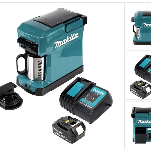 Makita DCM 501 RT Machine à café portable sur batterie + 1x 5,0 Ah batterie & chargeur