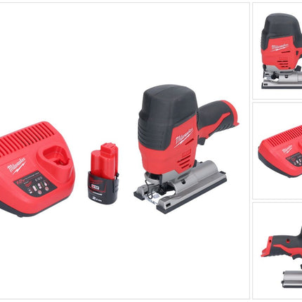 Milwaukee M12 JS-201 Scie sauteuse sans fil 12 V + 1x batterie 2,0 Ah + chargeur