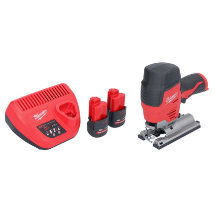 Milwaukee M12 JS-252 Scie sauteuse sans fil 12 V + 2x batterie 2,5 Ah + chargeur