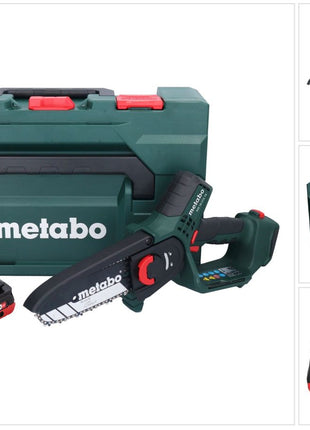 Metabo MS 18 LTX 15 Trononneuse sans fil 18 V 15 cm 5 m/s + 1x accu 4,0 Ah + metaBOX - sans kit de chargement