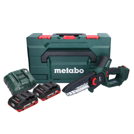 Metabo MS 18 LTX 15 Trononneuse sans fil 18 V 15 cm 5 m/s + 2x accu 4,0 Ah + chargeur + metaBOX