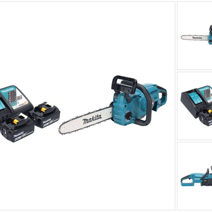 Makita DUC 357 RG2X2 Trononneuse d'elagage sans fil 18 V 35 cm 7,7 m/s Brushless + 2x batterie 6,0 Ah + kit chargeur