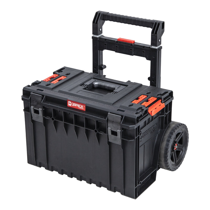 Qbrick System ONE Cart 2.0 Trolley 641 x 485 x 660 mm 52 l IP66 capacité de charge 100 kg empilable avec poignée télescopique double en aluminium