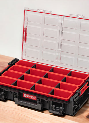 Qbrick System ONE Organizer XL 2.0 Contenedor largo apilable 582 x 387 x 131 mm 13,5 l IP66 con 4 inserciones y 12 divisores