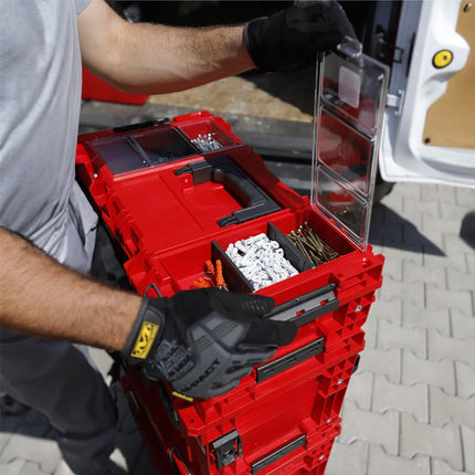 Qbrick System ONE 200 2.0 Profi RED ULTRA HD Custom Mallette à outils modulaire Organiseur 585 x 385 x 190 mm 15,4 l empilable IP66