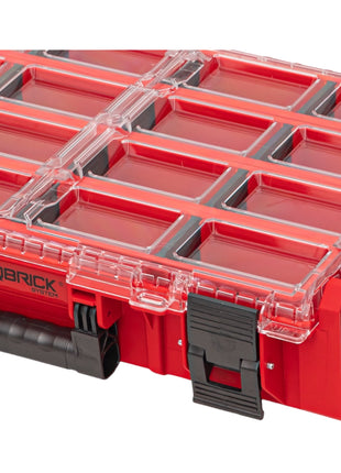 Qbrick System ONE Organizer XL 2.0 Contenedor largo ROJO ULTRA HD Apilable personalizado 582 x 387 x 131 mm 13,5 l IP66 con 4 inserciones y 12 divisores