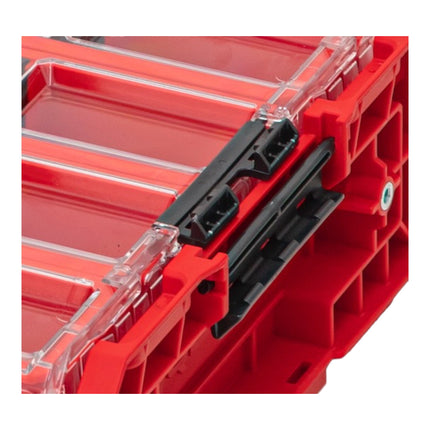 Qbrick System ONE Organiser XL 2.0 Long Bin RED ULTRA HD Custom empilable 582 x 387 x 131 mm 13,5 l IP66 avec 4 inlays et 12 séparateurs