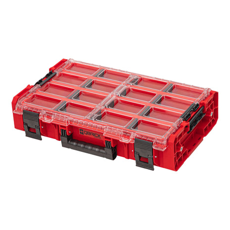 Qbrick System ONE Organiser XL 2.0 Long Bin RED ULTRA HD Custom empilable 582 x 387 x 131 mm 13,5 l IP66 avec 4 inlays et 12 séparateurs