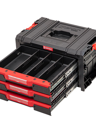 Qbrick System PRO Drawer 3 Toolbox 2.0 Basic empilable 450 x 310 x 244 mm 3x 4,5 l IP54 avec trois tiroirs 9 inlays