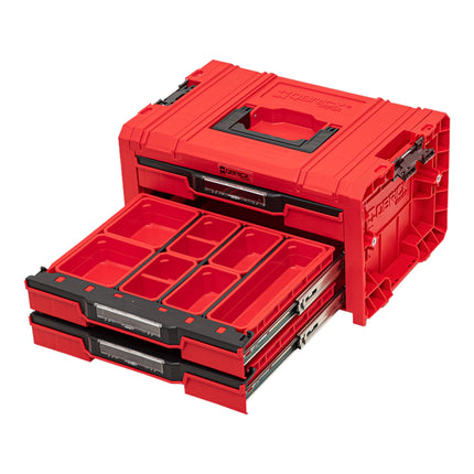 Qbrick System PRO Drawer 3 Toolbox 2.0 Expert RED ULTRA HD Mallette à outils 450 x 310 x 244 mm 13,5 l empilable IP54 avec 3 tiroirs