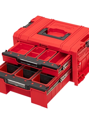 Qbrick System PRO Drawer 2 Toolbox 2.0 Expert RED ULTRA HD Mallette à outils 450 x 310 x 244 mm 14 l empilable IP54 avec 2 tiroirs