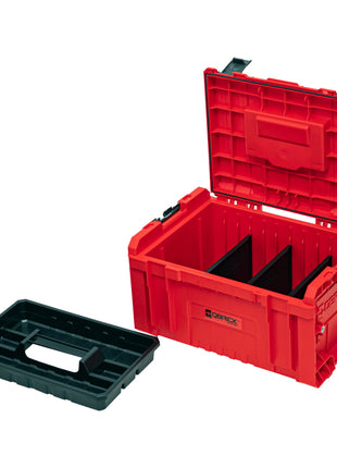 Qbrick System PRO Toolbox 2.0 RED ULTRA HD Custom Mallette à outils 450 x 260 x 240 mm 19 l empilable IP54 avec 3 compartiments et plateau de rangement