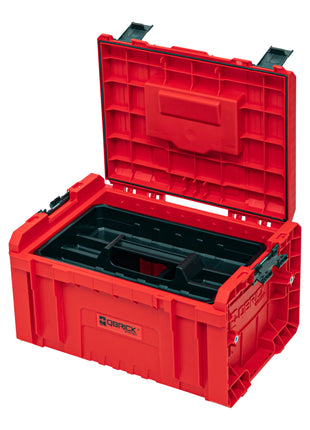 Qbrick System PRO Toolbox 2.0 RED ULTRA HD Custom Mallette à outils 450 x 260 x 240 mm 19 l empilable IP54 avec 3 compartiments et plateau de rangement