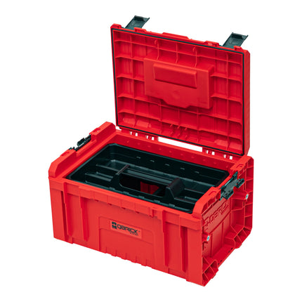 Qbrick System PRO Toolbox 2.0 RED ULTRA HD Custom Mallette à outils 450 x 260 x 240 mm 19 l empilable IP54 avec 3 compartiments et plateau de rangement
