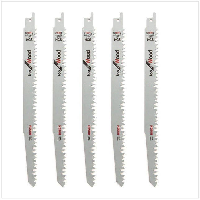 Bosch 5 Säbelsägeblätter 240 mm Top for Wood S 1531 L / S1531L ( 2608650676 ) - Toolbrothers