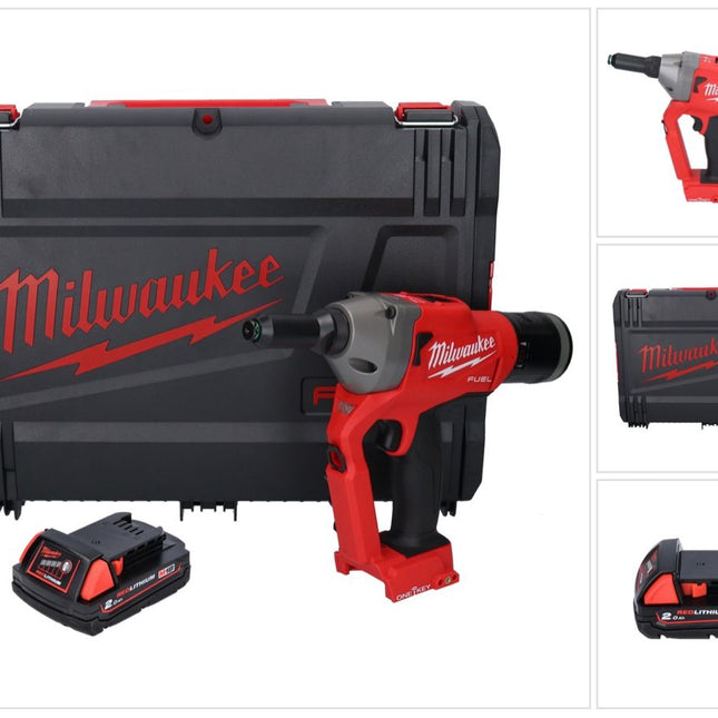 Riveteuse aveugle sur batterie Milwaukee M18 ONEFPRT-201X 18 V 20 kN sans balais + 1x batterie 2,0 Ah + boîtier HD - sans chargeur