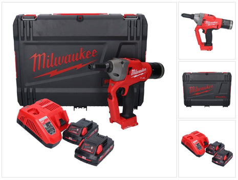 Milwaukee M18 ONEFPRT-302X remachadora ciega a batería 18 V 20 kN sin escobillas + 2x batería 3.0 Ah + cargador + caja HD