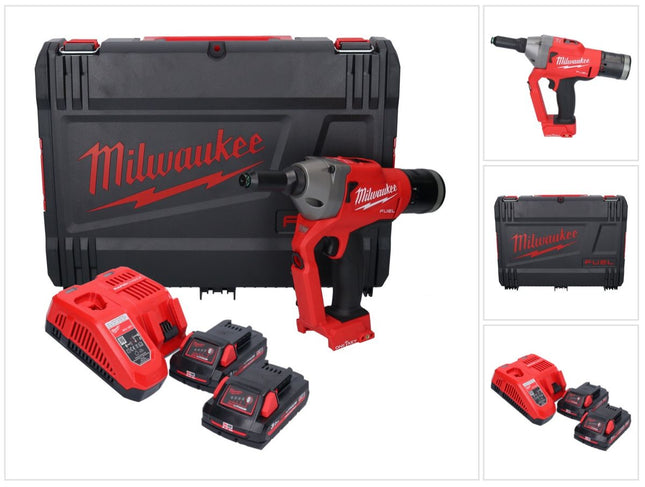 Milwaukee M18 ONEFPRT-302X Riveteuse sans fil 18 V 20 kN Brushless + 2x batterie 3,0 Ah + chargeur + HD Box