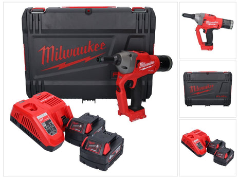 Milwaukee M18 ONEFPRT-402X Akku Blindnietgerät 18 V 20 kN Brushless + 2x Akku 4,0 Ah + Ladegerät + HD Box