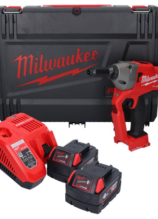 Riveteuse aveugle sur batterie Milwaukee M18 ONEFPRT-402X 18 V 20 kN sans balais + 2x batterie 4,0 Ah + chargeur + boîtier HD