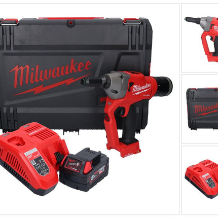Milwaukee M18 ONEFPRT-501X outil de rivetage sans fil 18 V 20 kN Brushless + 1x batterie 5,0 Ah + chargeur + HD Box