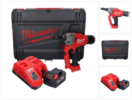 Milwaukee M18 ONEFPRT-501X remachadora ciega a batería 18 V 20 kN sin escobillas + 1x batería 5.0 Ah + cargador + caja HD