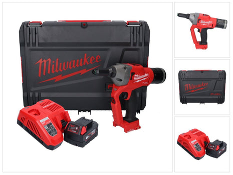 Milwaukee M18 ONEFPRT-601X remachadora ciega a batería 18 V 20 kN sin escobillas + 1x batería 6.0 Ah + cargador + caja HD