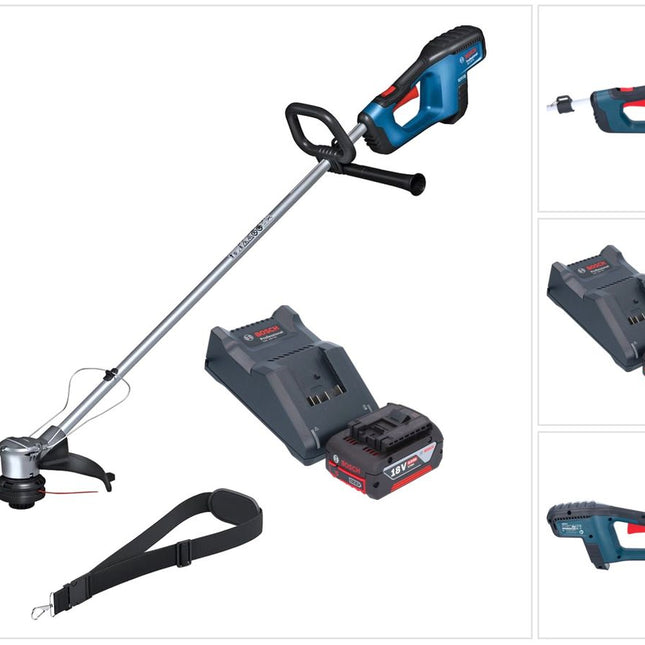Coupe-bordures sans fil 18 V 330 mm Brushless + 1x batterie 4,0 Ah + chargeur Bosch GRT 18V-33 Professional