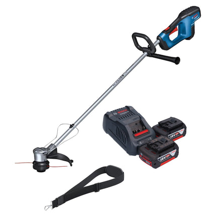 Coupe-bordures sans fil 18 V 330 mm Brushless + 2x batterie 5,0 Ah + chargeur Bosch GRT 18V-33 Professional