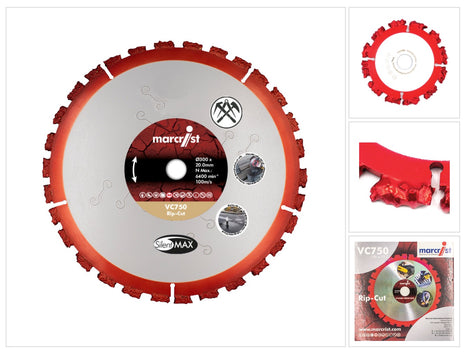 Marcrist VC750 disque à tronçonner rip-cut multimatériaux 230 mm x 22.2 mm( 2360.0230.22 ) pour meuleuses à disque et meuleuses d'angle