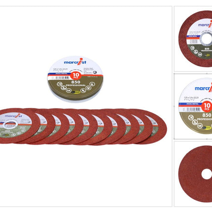 Marcrist 850 Inox Disque à tronçonner spécial ultra-mince 10 pièces 115 x 1,0 x 22,23 mm ( 5007.0125.22 ) pour meuleuses angulaires