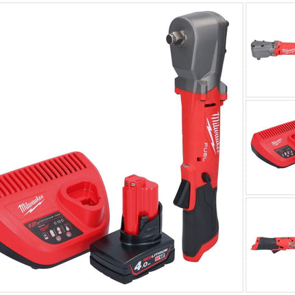 Clé à chocs angulaire sur batterie Milwaukee M12 FRAIWF12-401 12 V 1/2" 270 Nm sans balais + 1x batterie 4,0 Ah + chargeur