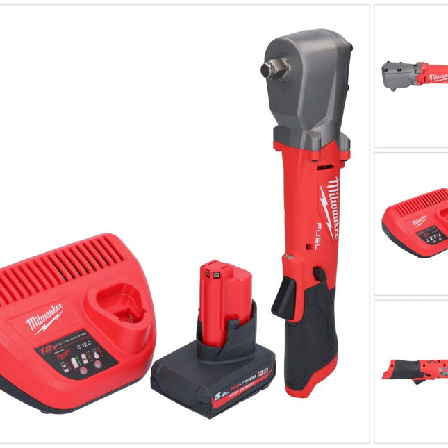Milwaukee M12 FRAIWF12-501 Visseuse d'angle sans fil 12 V 1/2" 270 Nm Brushless + 1x batterie 5,0 Ah + chargeur