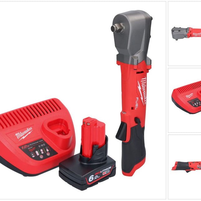 Clé à chocs angulaire sur batterie Milwaukee M12 FRAIWF12-601 12 V 1/2" 270 Nm sans balai + 1x batterie 6,0 Ah + chargeur
