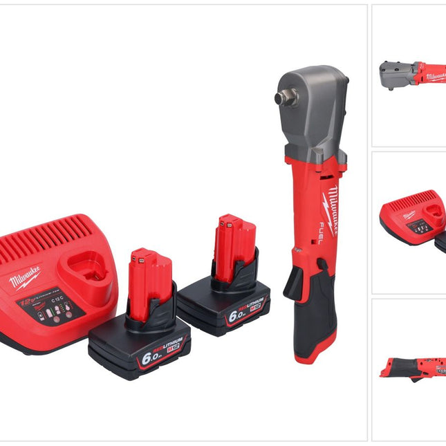 Clé à chocs angulaire sur batterie Milwaukee M12 FRAIWF12-602 12 V 1/2" 270 Nm brushless + 2x batteries 6,0 Ah + chargeur