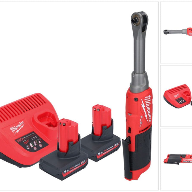 Milwaukee M12 FHIR14LR-502 Clé à cliquet haute vitesse 12 V 47 Nm 1/4" Brushless + 2x batterie 5,0 Ah + chargeur