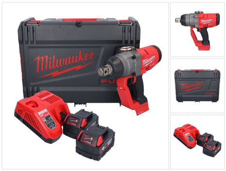 Llave de impacto inalámbrica Milwaukee M18 ONEFHIWF1-402X 18 V 2033 Nm 1″ sin escobillas + 2x batería 4,0 Ah + cargador + caja HD